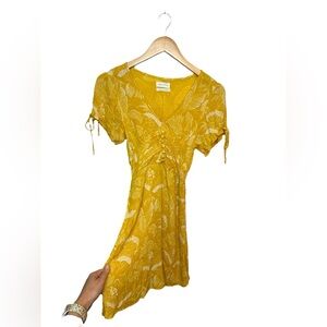 Urban Outfitters | Talia Mini Yellow Floral Dress | Size XS